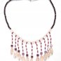 ST028       Rose Quartz and Garnet Necklace in Sterling Silver