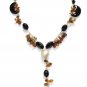ST033       Smoky Quartz and Onyx Necklace in Sterling Silver