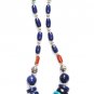 ST036 Turquoise, Lapis Lazuli and Coral Necklace in Sterling Silver"
