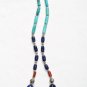 ST036 Turquoise, Lapis Lazuli and Coral Necklace in Sterling Silver"