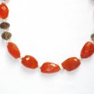 ST056       Carnelian and Smoky Quartz Necklace in Sterling Silver