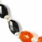 ST060       Rose Quartz, Onyx and Carnelian Necklace in Sterling Silver