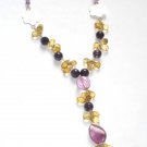 ST062       Amethyst, Onyx and Citrine Necklace in Sterling Silver