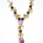 ST062 Amethyst, Onyx and Citrine Necklace in Sterling Silver