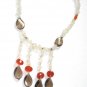 ST064 Moonstone, Carnelian and Smoky Quartz Necklace in Sterling Silver