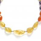 ST067       Citrine and Amethyst Necklace In Sterling Silver