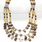 ST069 Smoky Quartz, Citrine and Garnet Necklace in Sterling Silver