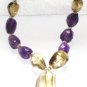 ST072       Amethyst and Smoky Quartz Necklace in Sterling Silver