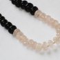 ST074       Rose Quartz and Onyx Necklace in Sterling Silver