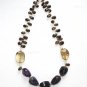 ST077       Smoky Quartz and Amethyst Necklace in Sterling Silver