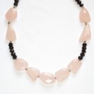 ST079       Garnet and Rose Quartz Necklace in Sterling Silver
