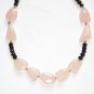 ST079       Garnet and Rose Quartz Necklace in Sterling Silver