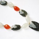 ST080       Carnelian, Moonstone, and Labradority Necklace in Sterling Silver