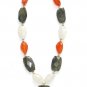 ST080       Carnelian, Moonstone, and Labradority Necklace in Sterling Silver