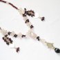 ST089 Rose Quartz and Garnet Necklace in Sterling Silver