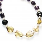 ST090       Citrine and Amethyst Necklace in Sterling Silver