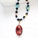 ST092       Italian Murano Glass Necklace in Sterling Silver