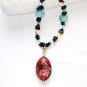 ST092       Italian Murano Glass Necklace in Sterling Silver