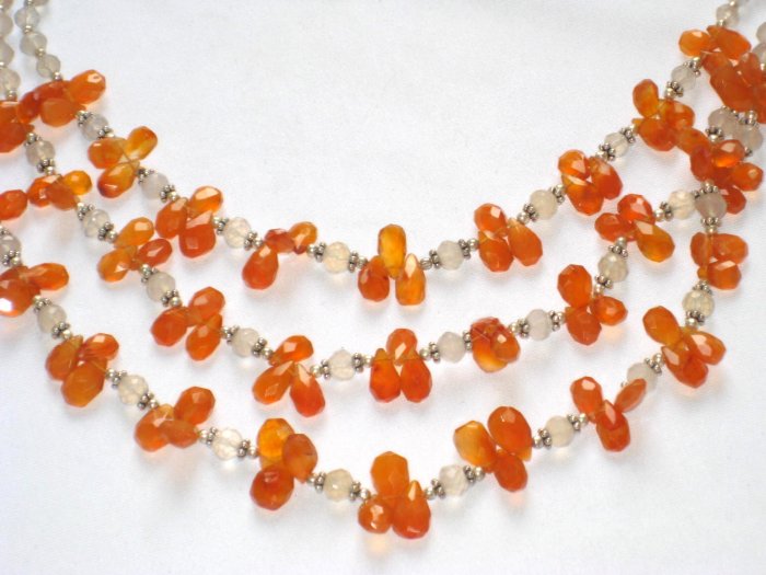 ST095 Mixed Stones Necklace in Sterling Silver
