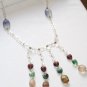 ST096       Heartshaped Semi-Precious Stones in a Moonstone Beaded Sterling Silver Necklace