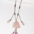 ST101       Rose Quartz and Garnet Necklace in Sterling Silver
