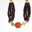 ST107       Carnelian and Garnet Necklace in Sterling Silver