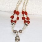 ST109       Sterling Silver Necklace with Carnelian, Citrine, Pearl, Amethyst and Onyx Beads