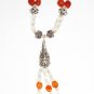 ST109       Sterling Silver Necklace with Carnelian, Citrine, Pearl, Amethyst and Onyx Beads