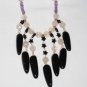 ST115       Amethyst, Rose Quartz and Onyx Necklace in Sterling Silver