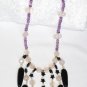ST115       Amethyst, Rose Quartz and Onyx Necklace in Sterling Silver