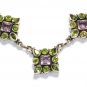 ST204       Peridot and Amethyst Cut Stone Necklace in Sterling Silver