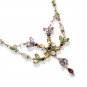 ST234       Cut Stone Mixed Stones Necklace in Sterling Silver