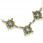 ST235       Peridot and Amethyst Cut Stone Necklace in Sterling Silver