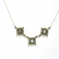 ST235       Peridot and Amethyst Cut Stone Necklace in Sterling Silver