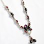 ST236       Cut Stone Mixed Stones Necklace in Sterling Silver