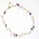 ST286       Amethsyt, Moonstone and Pearl Necklace in Sterling Silver