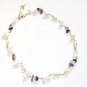 ST286       Amethsyt, Moonstone and Pearl Necklace in Sterling Silver