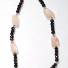 ST335       Rose Quartz and Garnet Necklace in Sterling Silver