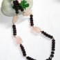ST335 Rose Quartz and Garnet Necklace in Sterling Silver