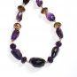 ST336       Amethyst and Smoky Quartz Necklace in Sterling Silver