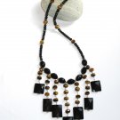 ST339       Onyx and Tigers Eye  Necklace in Sterling Silver