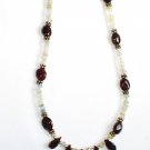 ST345       Moonstone and Garnet  Necklace in Sterling Silver