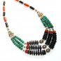 ST347       Mixed Stones  Necklace in Sterling Silver