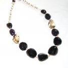 ST359       Onyx, Amethyst and Smoky Quartz Necklace in Sterling Silver