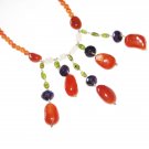ST423       Mixed Stones  Necklace in Sterling Silver