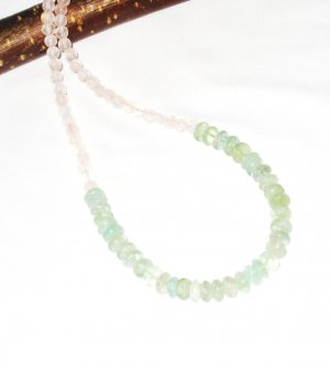 ST424       Jade and Rose Quartz  Necklace in Sterling Silver