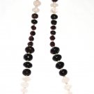 ST429       Rose Quartz and Onyx  Necklace in Sterling Silver