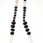 ST429       Rose Quartz and Onyx  Necklace in Sterling Silver