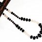 ST429 Rose Quartz and Onyx Necklace in Sterling Silver
