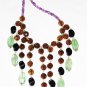 ST431 Onyx, Smoky Quartz, Amethyst and AgateNecklace"inSterlingSilver